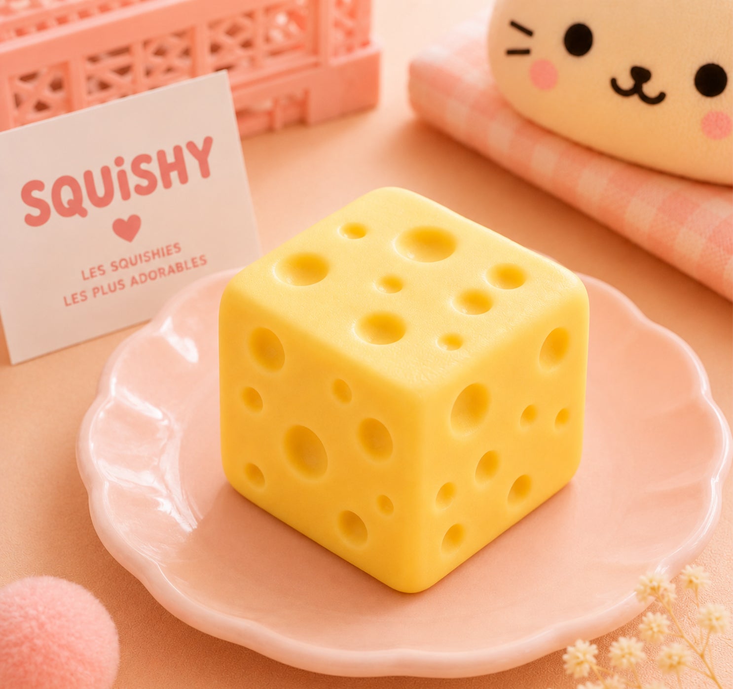 Squishy Fromage Kawaii - Cube Anti-Stress Ultra Moelleux