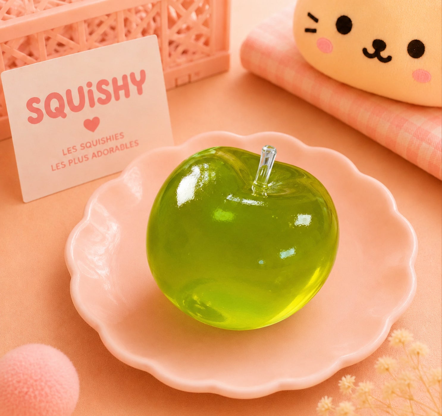Squishy Pomme Transparente Verte - Slow Rising Anti-Stress Kawaii