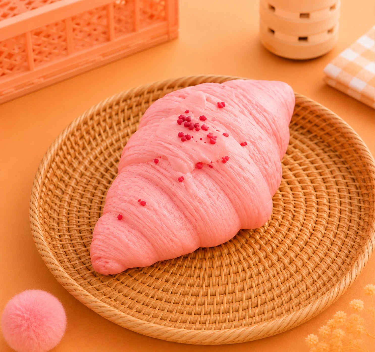 Squishy Croissant Fraise - Ultra Moelleux & Anti-Stress
